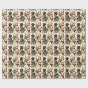 Papier Cadeau Chiens Labradors festifs Noël Aquarelle