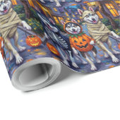 Papier Cadeau Chiens malamuts de l'Alaska qui se transforment en (Coin rond)