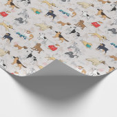 Papier Cadeau Chiens mignons Design Motif Blanc (Coin)