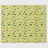 Papier Cadeau Chiens mignons Design Motif Citron vert (Plat)