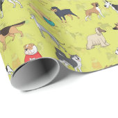 Papier Cadeau Chiens mignons Design Motif Citron vert (Coin rond)