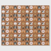 Papier Cadeau Chiens mignons sur Brown (Plat)