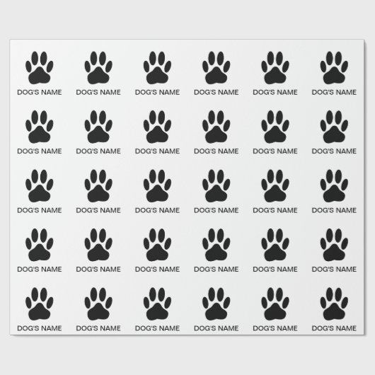 Papier Cadeau Chien's Pawprint version noir et blanc (Plat)