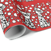 Papier Cadeau Chiens repérés drôles avec des coeurs (Coin rond)