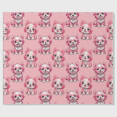 Papier Cadeau Chiens roses mignons (Plat)