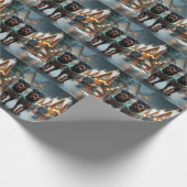 Papier Cadeau Chiens Rottweiler Noël Neige Fêtes (Coin)