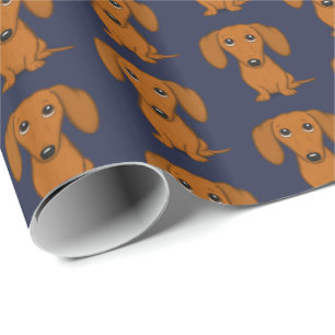 Papier Cadeau Chiens rouges mignons de saucisse du motif   de
