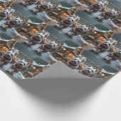 Papier Cadeau Chiens Terrier Blanc West Highland Noël Neige (Coin)