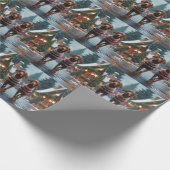 Papier Cadeau Chiens Vizsla Noël Neige Fêtes (Coin)