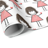 Papier Cadeau Chiffre À Bâtons Avec Coeur Rouge (Coin rond)