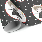 Papier Cadeau Chiffre À Bâtons Fille En Basket (Coin rond)