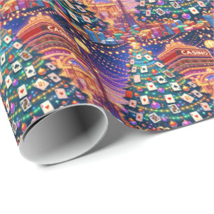 Papier Cadeau Chiffres de table de casino Arbre de Noël avec car