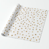 Papier Cadeau Chiffres d'or de fille Confetti Design blanc (Déroulé)