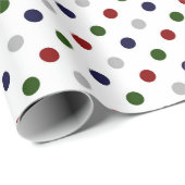 Papier Cadeau Chiffres gris et blancs de la Marine verte rouge (Coin rond)