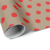 Papier Cadeau Chiffres rouges de Noël rustiques Kraft (Coin rond)