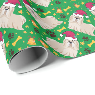Papier Cadeau Chih Tzu Chien Avec Le Chapeau Du Père Noël