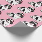 Papier Cadeau Chih Tzu Puppies Motif papier à envelopper rose (Coin)