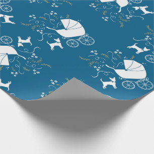 Papier Cadeau Chihuahua Baby shower Blue Boy Chig