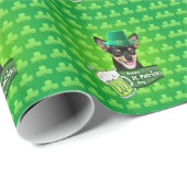 Papier Cadeau Chihuahua Chien Chiot Chiot St. Patrick's Day Clov (Coin rond)