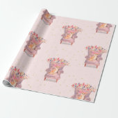 Papier Cadeau Chihuahua Chien Floral Pink Gold Spots (Déroulé)