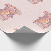 Papier Cadeau Chihuahua Chien Floral Pink Gold Spots (Coin)