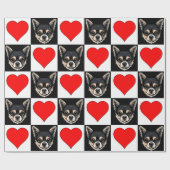 Papier Cadeau Chihuahua Chien visage Coeur Motif mignon chiot ca (Plat)