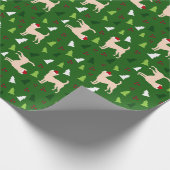 Papier Cadeau Chihuahua Chiens à Santa Hats Noël VERT (Coin)