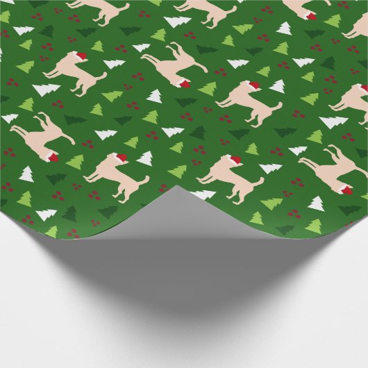Papier Cadeau Chihuahua Chiens à Santa Hats Noël VERT (Coin)