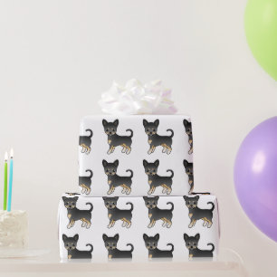 Papier Cadeau Chihuahua Chig Motif noir et tan lisse