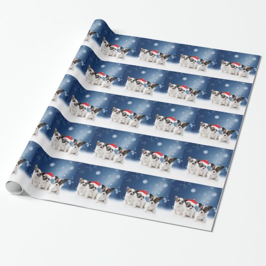 Papier Cadeau Chihuahua Chiuppies mignonnes avec Noël du Père No (Déroulé)