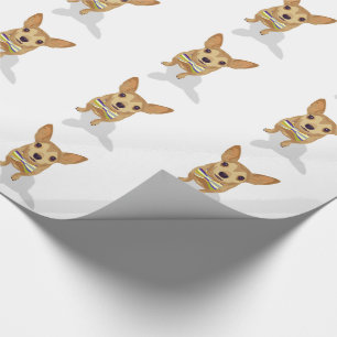 Papier Cadeau Chihuahua dans un bowtie sur un arrière - plan bla