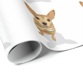Papier Cadeau Chihuahua dans un bowtie sur un arrière - plan bla (Coin rond)