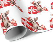 Papier Cadeau Chihuahua de Noël avec des cadeaux (Coin rond)