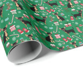 Papier Cadeau Chihuahua Dog Christmas noir et tan (Coin rond)