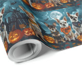Papier Cadeau Chihuahua Halloween Éffrayant (Coin rond)