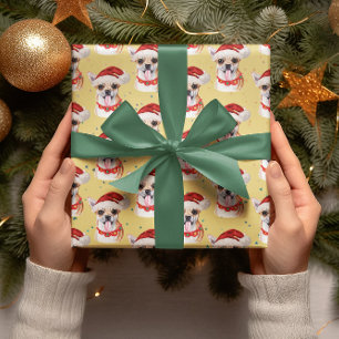 Papier Cadeau Chihuahua Jaune Noël Aquarelle Chien se reproduit