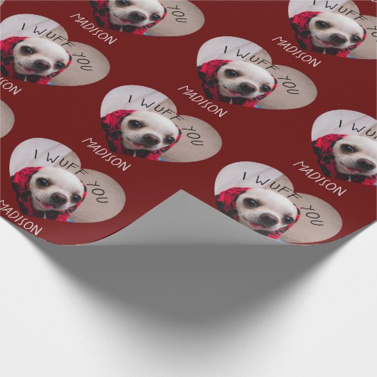 Papier Cadeau Chihuahua mignon wua vous aimez Saint Valentin pho (Coin)