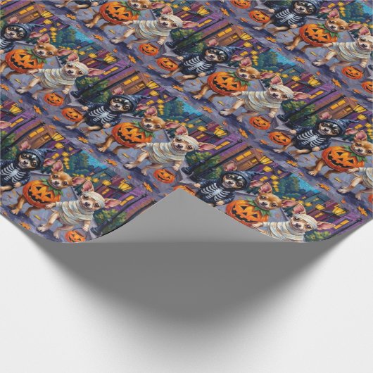 Papier Cadeau Chihuahua Trick-or-Treating en costumes d'Hallowee (Coin)
