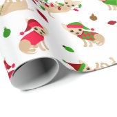 Papier Cadeau Chihuahuas de Noël (Coin rond)
