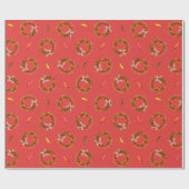 Papier Cadeau Chile Pepper Wreaths Festive Pattern (Plat)