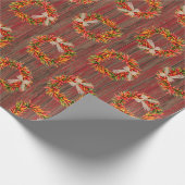 Papier Cadeau Chile Pepper Wreaths on Rustic Wood Pattern (Coin)