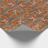 Papier Cadeau Chile Pepper Wreaths on Rustic Wood Pattern (Coin)