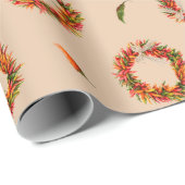 Papier Cadeau Chile Ristra Wreaths and Peppers All-Over Pattern  (Coin rond)
