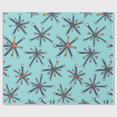 Papier Cadeau Chimie Molecule Retro Moderne Motif Abstrait (Plat)