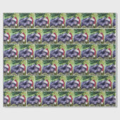 Papier Cadeau Chimpanzé de Noël avec chapeau de Père Noël (Plat)