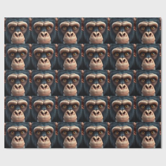 Papier Cadeau Chimpanzé drôle mignon fou (Plat)