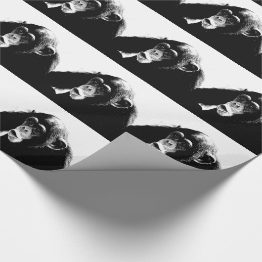 Papier Cadeau Chimpanzé noir blanc (Coin)