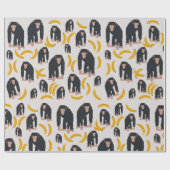 Papier Cadeau Chimpanzé singe et Motif bananier (Plat)