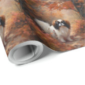 Papier Cadeau Chin japonais à l'automne Feuilles automne Inspira (Coin rond)