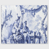 Papier Cadeau Chine bleu et blanc Découpage (Plat)